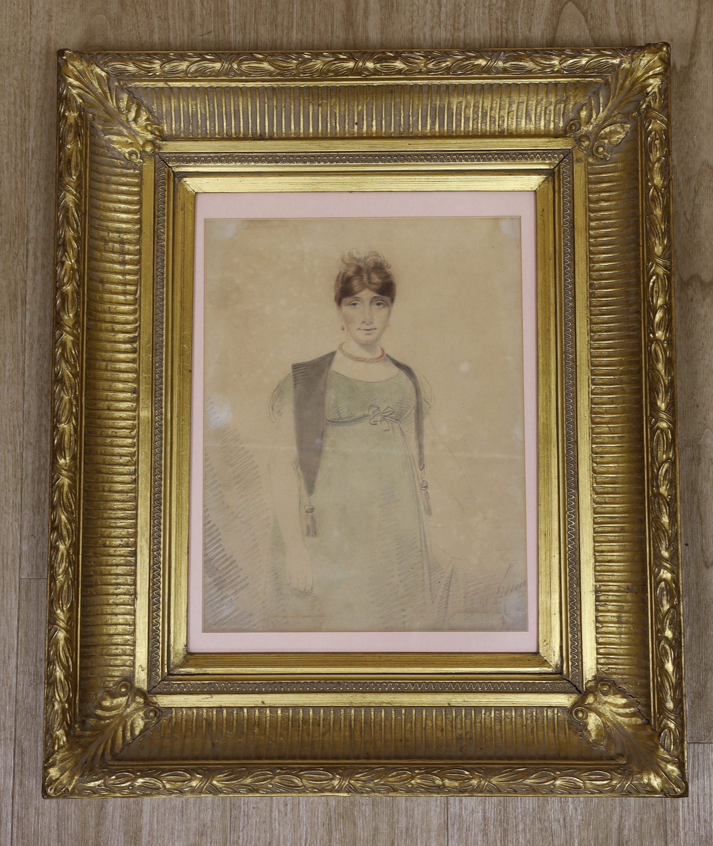 G.A. Siddons (19th C.), pastel, Three quarter length portrait of a lady, signed, 35 x 27cm